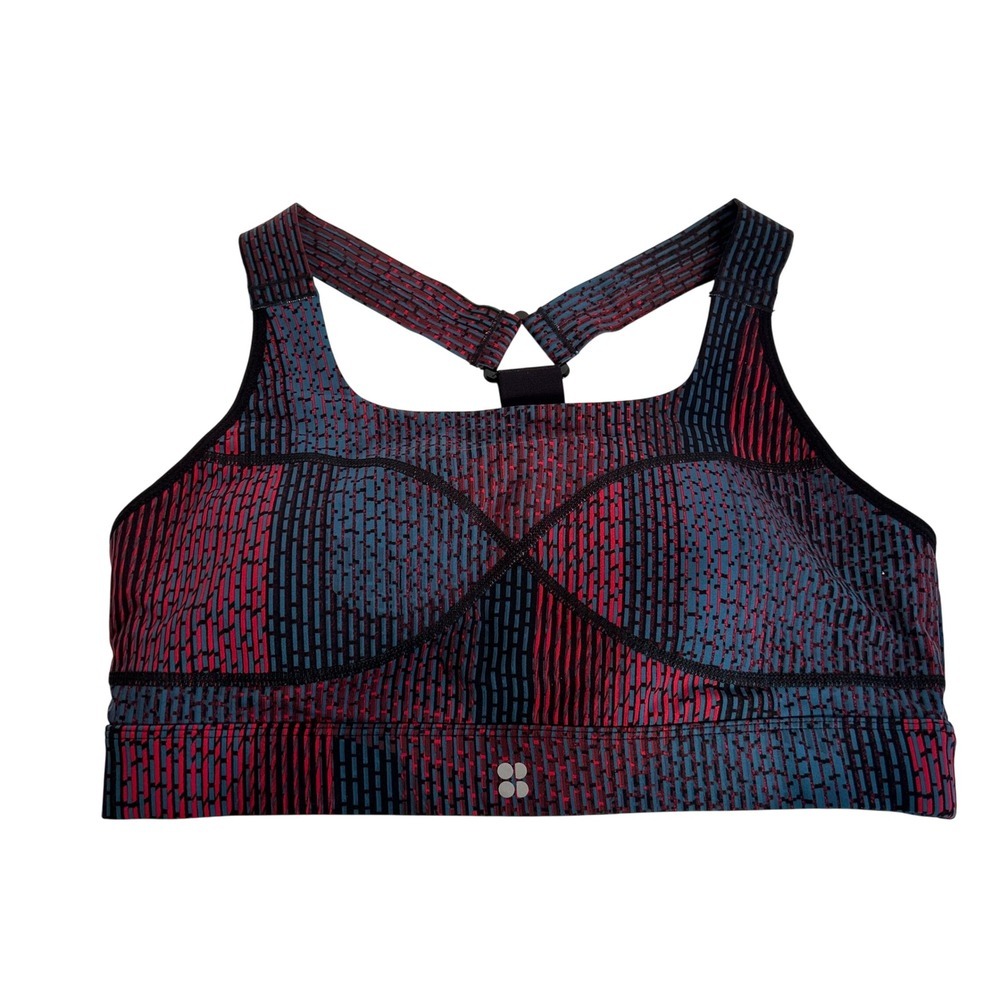 Sweaty Betty Red & Blue Printed High-Support Sports Bra
